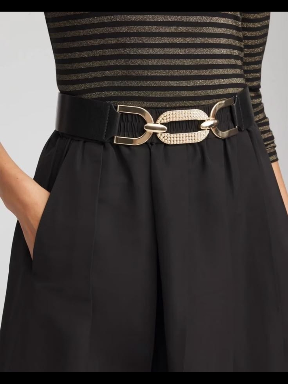 NWT Chico's Pearl Detail Stretch Belt